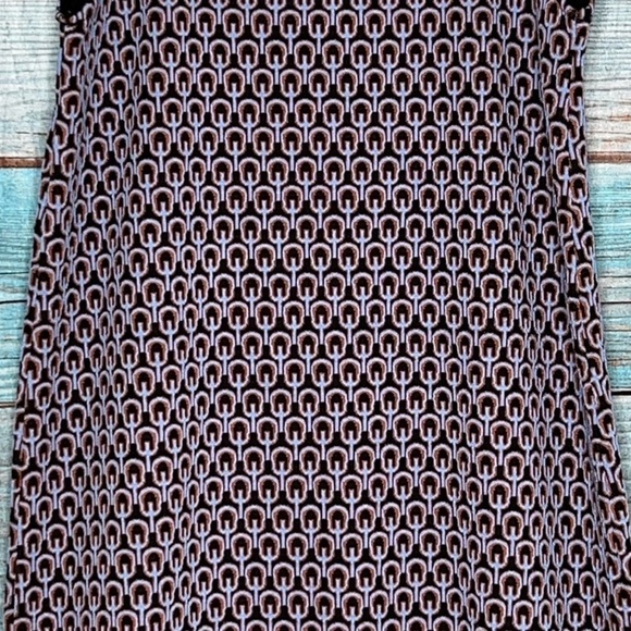 Zara Mini Dress M Retro Design Textured Black Blue Orange Stretch Tank Style - Picture 2 of 12